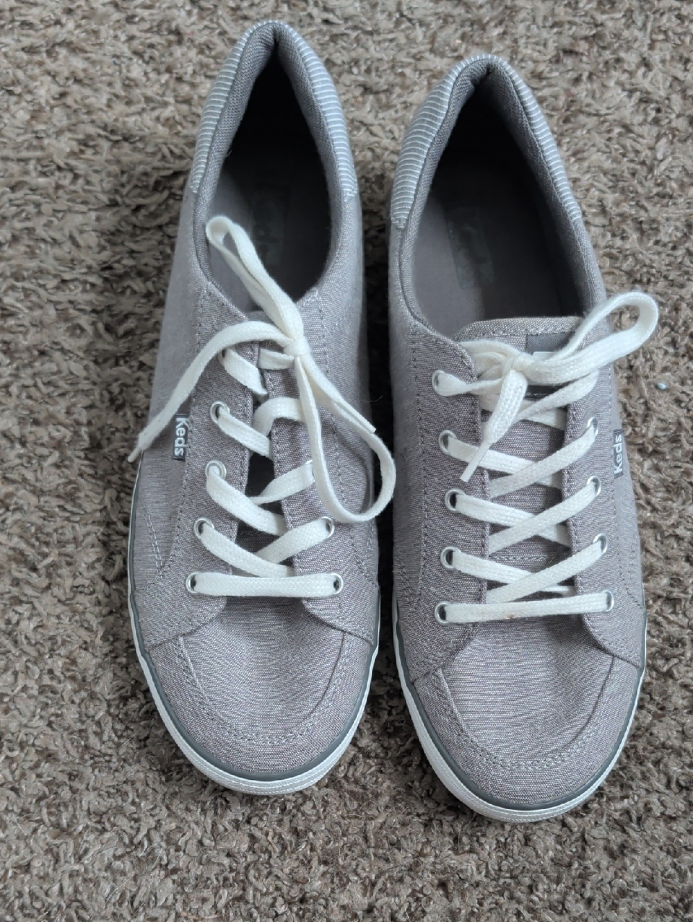 Keds Women's Canvas Lace-Up Sneakers in Light Graywith White Laces